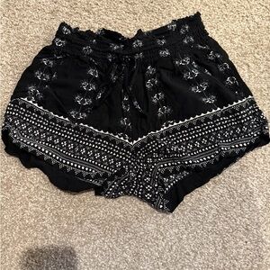 Boho Black and White Patterned Shorts